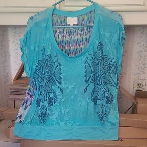 Papaya Teal and Navy Women's Blouse